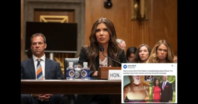 Bryon Noem, esposo de Kristi Noem, envuelto en controversia tras filtración de fotos y chats personales en internet. Daily Mail Post en X-Gov-The Border Reports