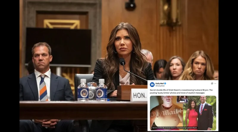 Bryon Noem, esposo de Kristi Noem, envuelto en controversia tras filtración de fotos y chats personales en internet. Daily Mail Post en X-Gov-The Border Reports