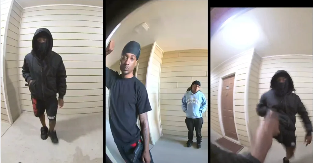 Captura de cámara de seguridad que muestra a Sonny Stephens, “weak legs” con un arma durante un intento de robo en Legacy Park Dr. GCPD-The Border Reports