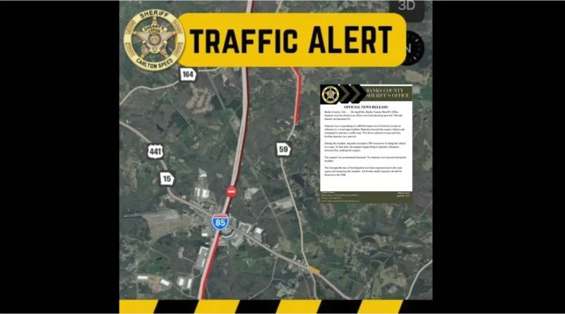 Tiroteo I-85 Banks County sospechoso muerto abril 2026