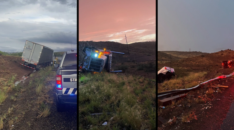 Monzón en Arizona provoca accidentes automovilísticos y cierres carreteros. pic-AZDPS-The Border Reports