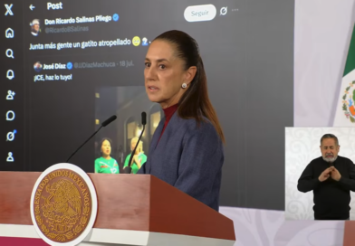 La Presidenta Claudia Sheinbaum critica al empresario Ricardo Salinas Pliego por compartir publicación contra migrantes. pic-Gobmx-The Border Reports